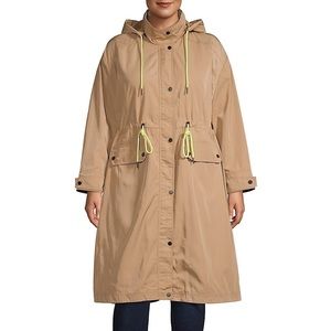 COPY - Avec Les Filles lightweight tan hooded anorak rain jacket plus size 1X b…